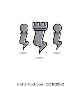 pawns and rooks in a chess game illustrated like ghosts.