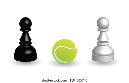pawns with tennis ball
