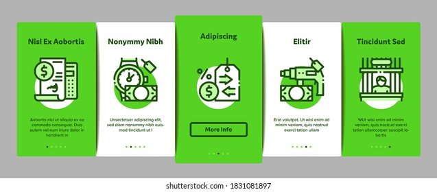 Pawnshop Exchange Onboarding Mobile App Page Screen Vector. Pawnshop Building And Handshake, Laptop And Phone, Photo Camera And Jewelry Stone Color Illustrations