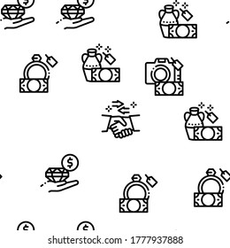 Pawnshop Exchange Seamless Pattern Vector Thin Line. Illustrations