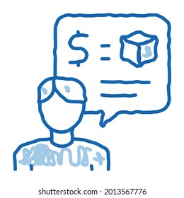 pawnshop representative employee sketch icon vector. Hand drawn blue doodle line art pawnshop representative employee sign. isolated symbol illustration