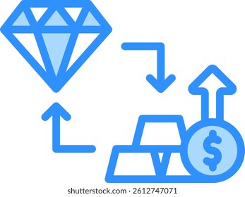 Pawnshop Trade In Icon Blue Color Vector Illustration