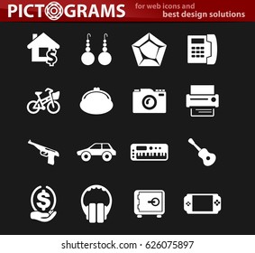 Pawnshop vector icons for user interface design
