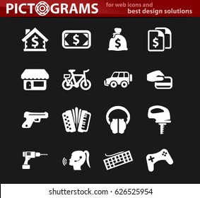 Pawnshop vector icons for user interface design