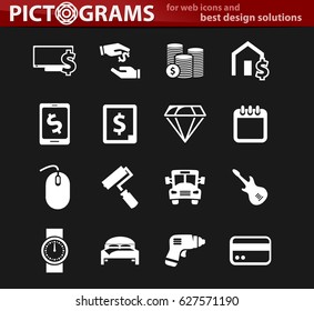 Pawnshop vector icons for user interface design