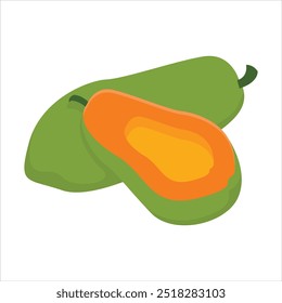 Pawpaw papaya icon isolated vector illustration, peel papaya, sweet fruits, yellow fruit and a bunch of papaya, tropical fruits, papaya snacks or vegetarian nutrition, pepaya, buah, buah pepaya