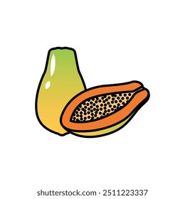 Pawpaw vector icon. Minimalistic illustration of tropic berry - ripe papaya. Healthy eating, raw food, vegetarian, dieting concept.