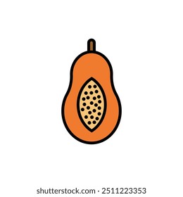 Pawpaw vector icon. Minimalistic illustration of tropic berry - ripe papaya. Healthy eating, raw food, vegetarian, dieting concept.