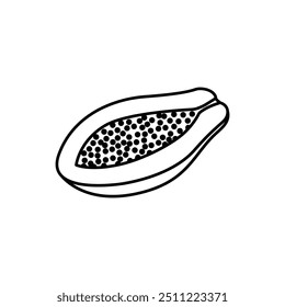 Icono de Vector Pawpaw. Ilustración minimalista de baya tropical - papaya madura. Alimentación saludable, comida cruda, vegetariana, concepto de dieta.