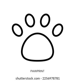 pawprint icon. Line Art Style Design Isolated On White Background