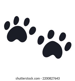 Pawprint. Paw print. Trace animal. Paw print cat, dog, lion, tiger, bear. Vector hand drawn icon illustration on a white background.