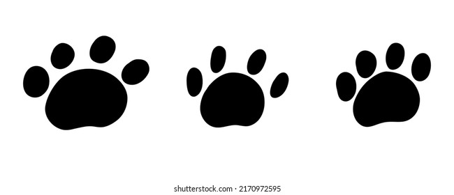 Pawprint. Paw print with. Trace of  animal. Paw print of cat, dog, lion, tiger, bear. Vector icon illustration on a white background.