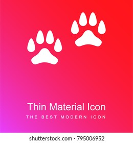 Pawprints red and pink gradient material white icon minimal design