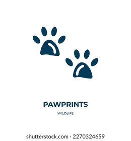 pawprints vector icon. pawprints, paw, animal filled icons from flat wildlife concept. Isolated black glyph icon, vector illustration symbol element for web design and mobile apps
