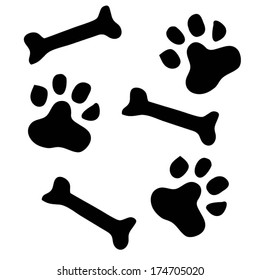 paws and bones animals. vector illustration