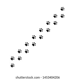 Paws Cat Or Dog Prints On Floor. Animal Paws Isolated On White Background. Pet Print. EPS 10