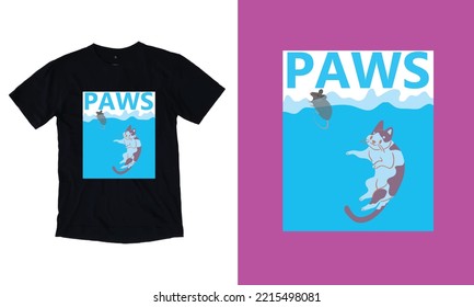 Paws Cat and Mouse Top, Cute Funny Cat Lover Parody Top T-Shirt