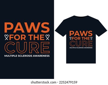 Paws for The Cure Multiple Sclerosis Awareness illustrations for print-ready T-Shirts design