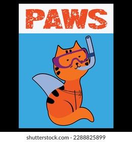Paws cute cat t-shirt design