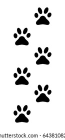 Paws, footprints, silhouette  traces of cat, dog - vector Illustration