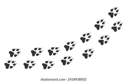 Paws of a fox. Animal paw prints, diagonal animal tracks for prints. Vector illustration.