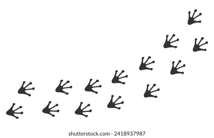 Paws of a frog. Animal paw prints, diagonal animal tracks for prints. Vector illustration.