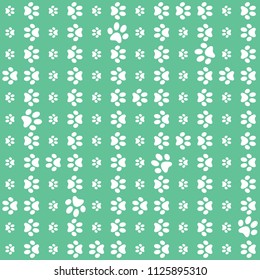 Paws green pattern, paw background, vector illustration