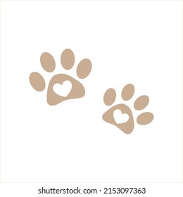 Paws with heart. Vector icon