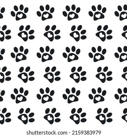 Paws with heart. Vector icon