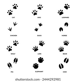 Paws icon. Paws print set. Animal paws icons.