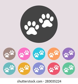 Paws icon. Set of colored icons.