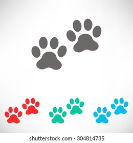 Paws icon. Set of varicolored icons.