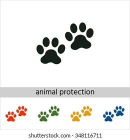 Paws icon. Set of varicolored icons.