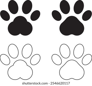 Paws icon vector illustration. Dog or cat paw icon. Paw pattern vector illustration.