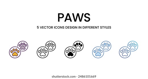 Paws icons vector set stock illustration.