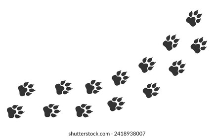 Paws of a leopard. Animal paw prints, diagonal animal tracks for prints. Vector illustration. svg