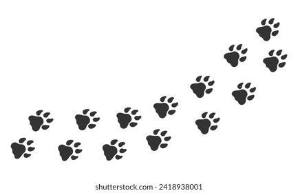 Paws of a lion. Animal paw prints, diagonal animal tracks for prints. Vector illustration. svg