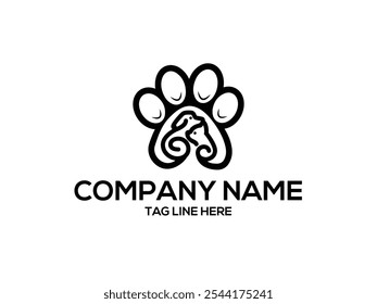 Paws Logo Design, Cat Logo and dog logo With Circle Icon