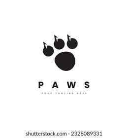 Paws logo. Silhouette of animal paw with sharp claws, for animal logos or logos about savages.