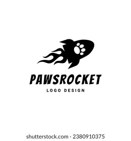Paws Logo Vector With Flying Rocket Combination