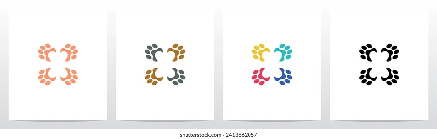 Paws With Negative Space Letter In The Middle Logo Design X