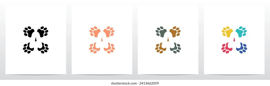 Paws With Negative Space Letter In The Middle Logo Design A