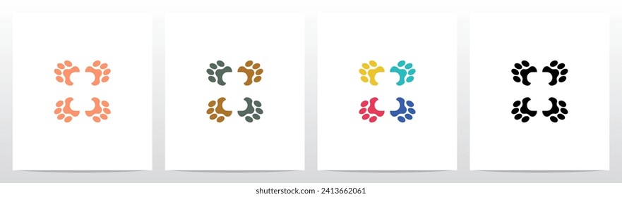 Paws With Negative Space Letter In The Middle Logo Design I