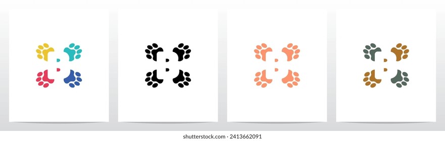 Paws With Negative Space Letter In The Middle Logo Design B