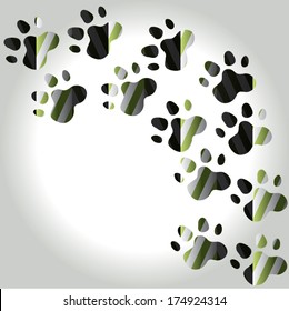 paws paper cut design. vector illustration