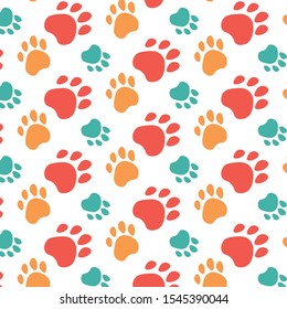 Paws pattern. Simple composition. Print for textiles and posters of veterinary clinics. Silhouette of blue cute paws. Vector Eps. 8