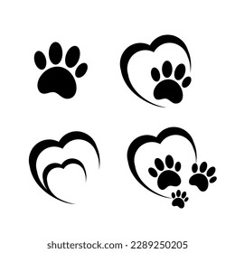 paws. paw prints of dogs, cats, tigers, bears. animal footprints walking. vector illustration footprints. editable vector