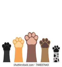 Paws up pets set isolated on white background. 