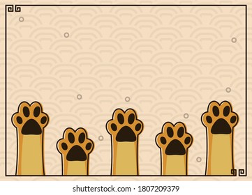 Paws up pets set isolated. Vector illustration