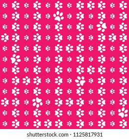 Paws pink pattern, paw background, vector illustration